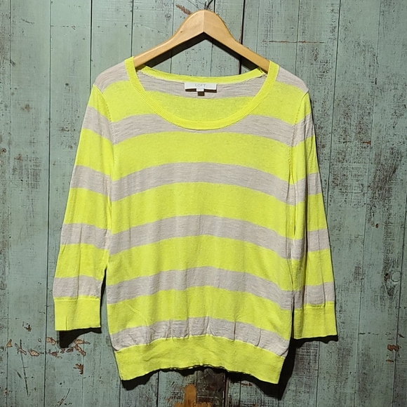 Ann Taylor Loft yellow and tan striped Sweater - Picture 1 of 6